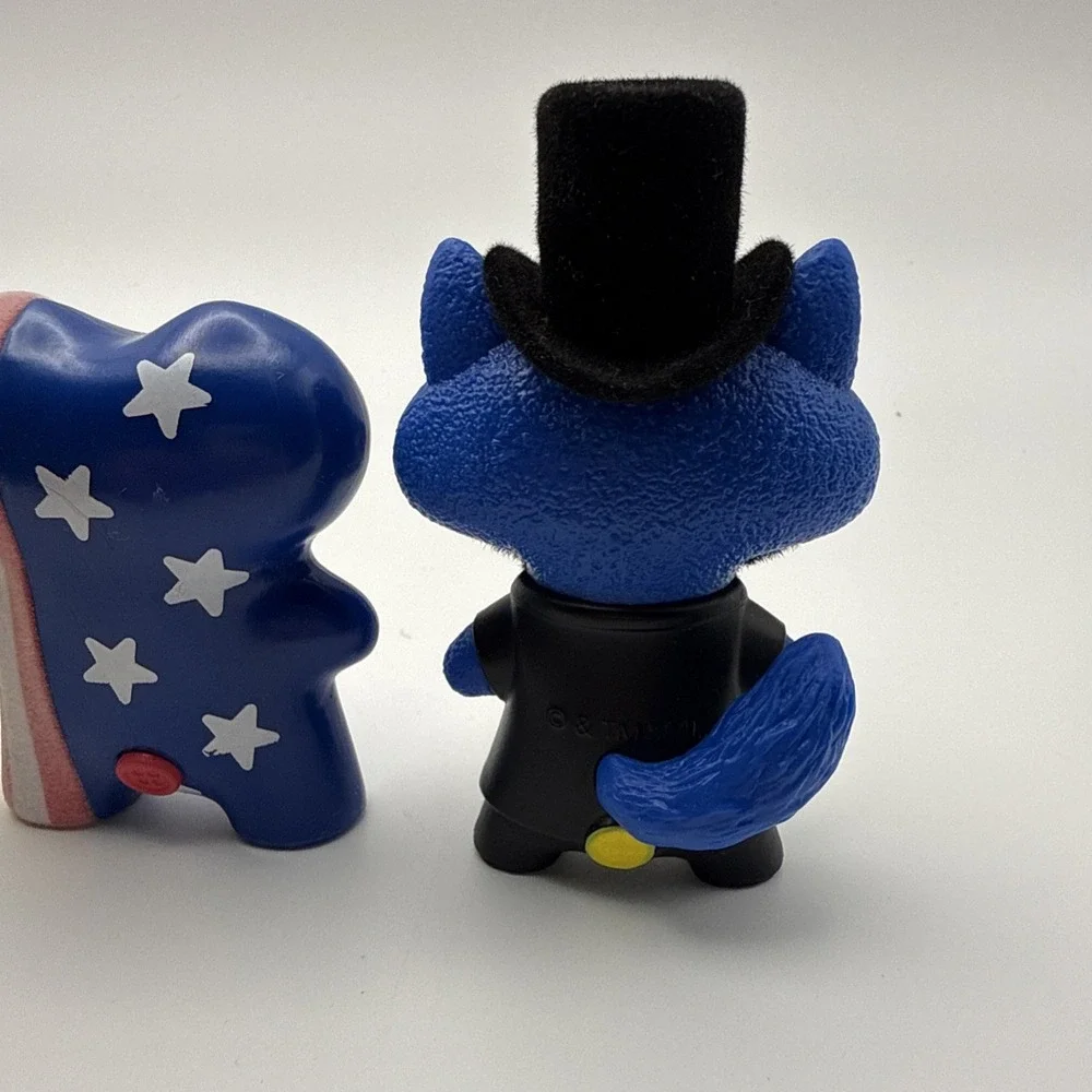 (4)Fuggler 250 Years USA Anniversary 2 Rare Flocked (Fuzzy) Figures